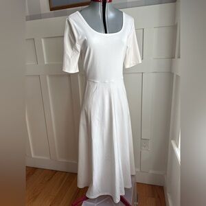 Alfani White Scoop-Neck Maxi Dress with Elbow Sleeves Large